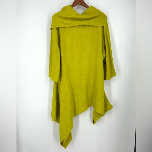 Bryn Walker 100% Linen Chartreuse Lagenlook Tunic Top L-1X Oversized Natural - Picture 5 of 16